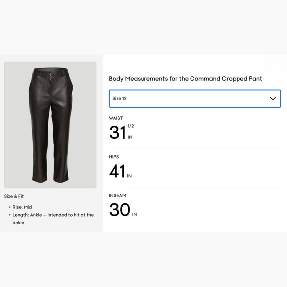Aritzia Babaton Command Cropped Pant | Black Vegan Leather | Size 12/L - Picture 15 of 15